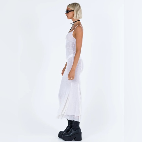 Princess Polly SIKORA VINTAGE Sheer Mesh MAXI DRESS 0 WHITE - Picture 7 of 11